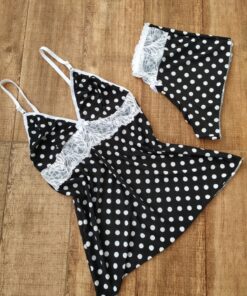 Baby Doll Manuella preto com bolinhas