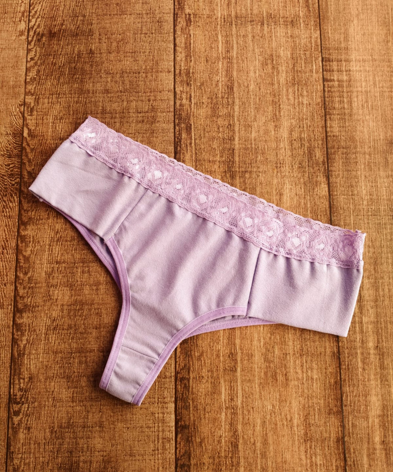 Calcinha Algodão e Renda Lívia - Lilás, GG