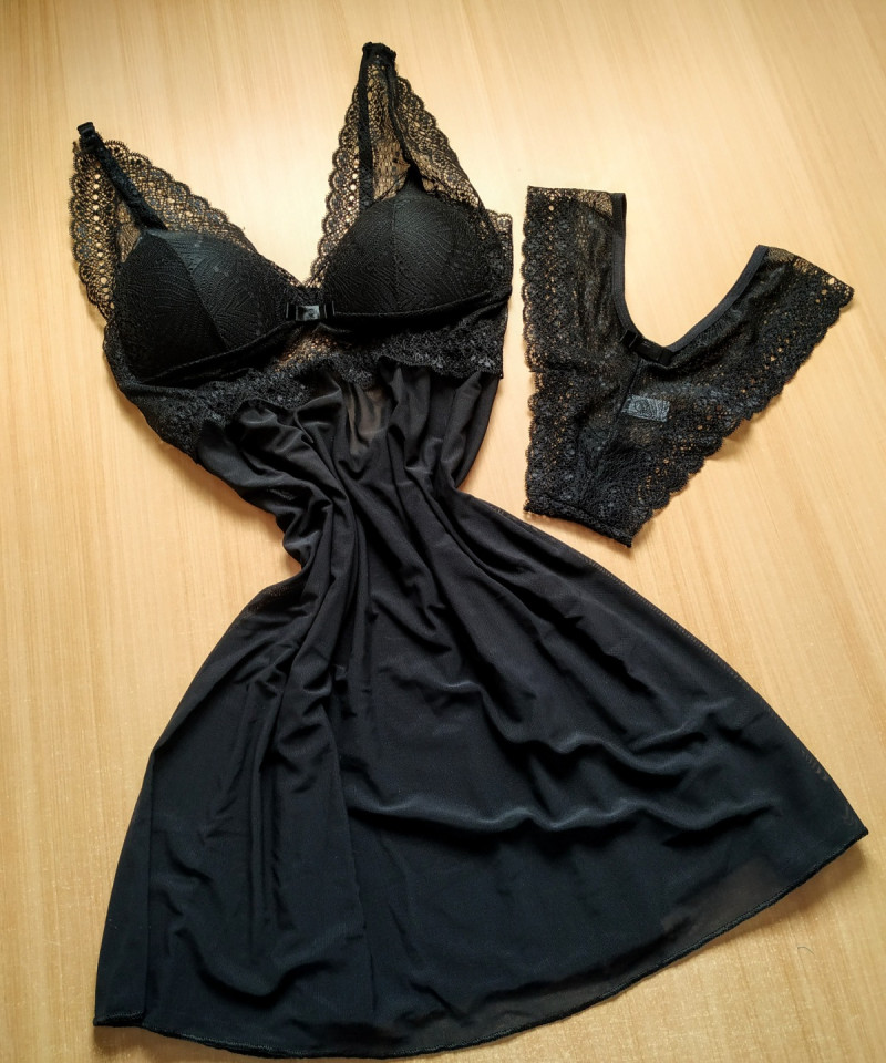 Camisola Rena e Tulle Sensuale blitz lingerie fabrica de lingerie distribuidora de lingerie lingerie atacado camisola preta scaled
