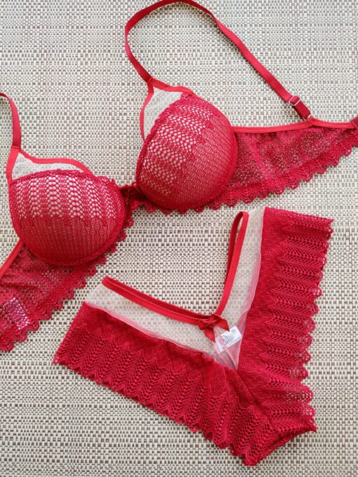 Conjunto Lavinia lingerie sensual vermelha scaled scaled