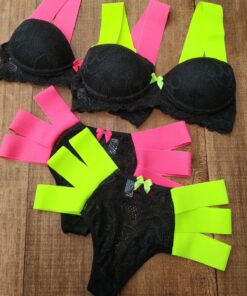 Conjunto Lingerie Neon Renda com Bojo