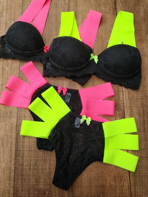 Conjunto Lingerie Neon Renda com Bojo