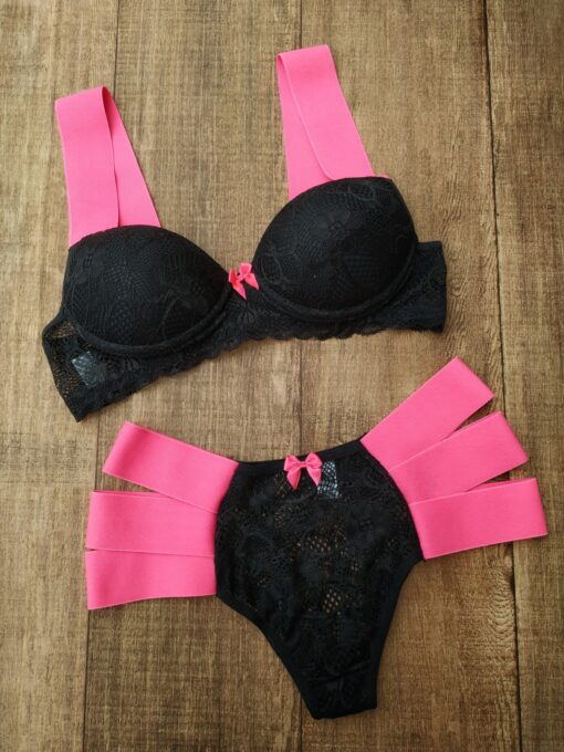 Conjunto Lingerie Neon Renda com Bojo - Imagem 5