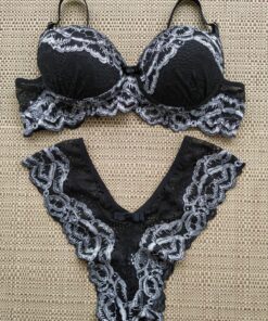 Conjunto Renda Bicolor Monica - Cinza, GG