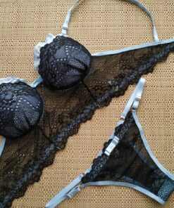 Conjunto Renda Julia preto aberto