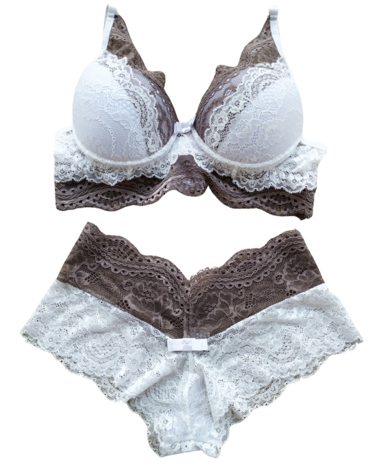 Conjunto Renda Laura - Branco/Satim, P