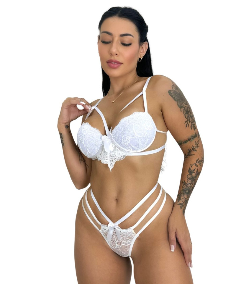 Conjunto Strappy com Tulle branco