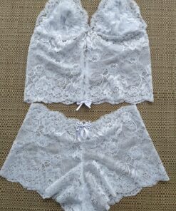 Conjunto cropped em renda Jessica branco