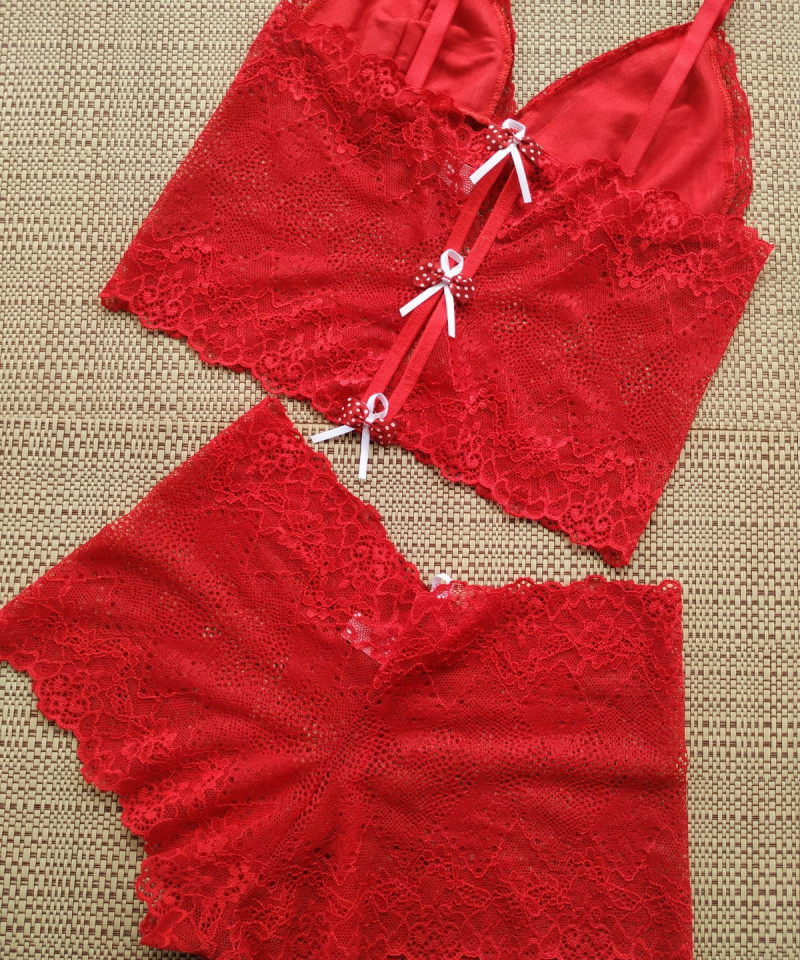 Conjunto cropped em renda - Jéssica 11 Conjunto cropped em renda Jessica rubi detalhe costa
