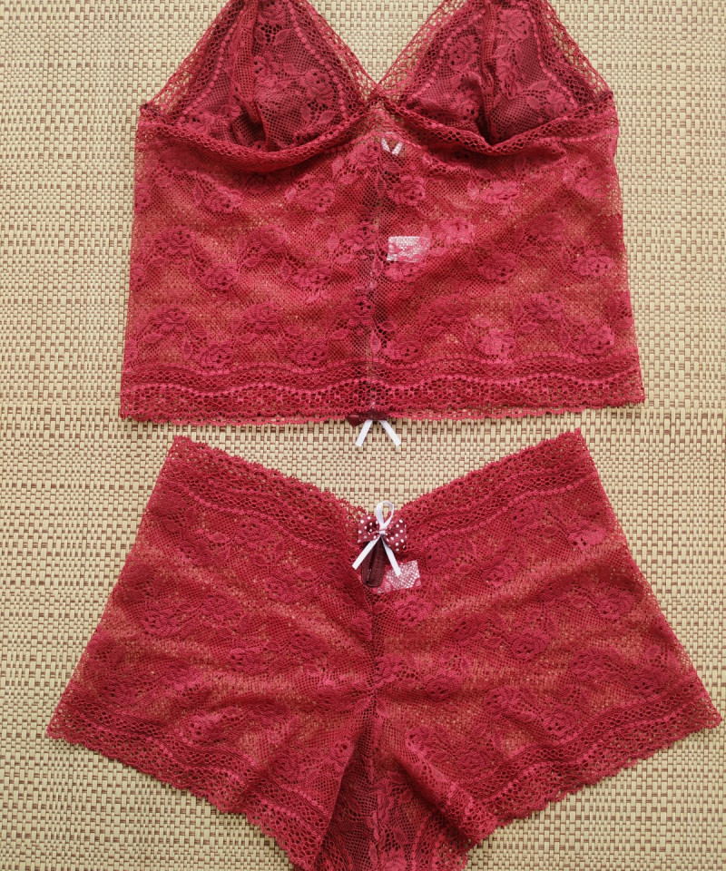 Conjunto cropped em renda - Jéssica 14 Conjunto cropped em renda Jessica rubro