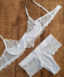 Conjunto sem bojo Natalia branco detalhe