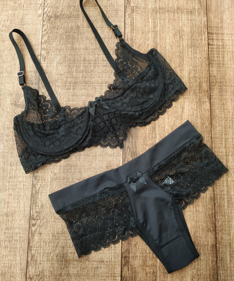 Conjunto sem bojo Natalia 16 Conjunto sem bojo Natalia preto