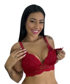 Sutiã de amamentação renda com bojo - Marilia - Rubi, GG