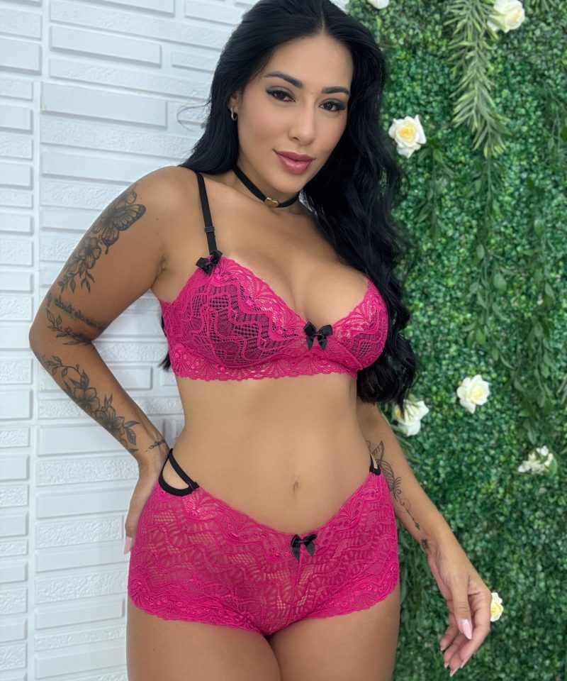 Conjunto de Renda Bicolor pink scaled