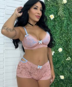 Conjunto de Renda Bicolor - Rosa, G