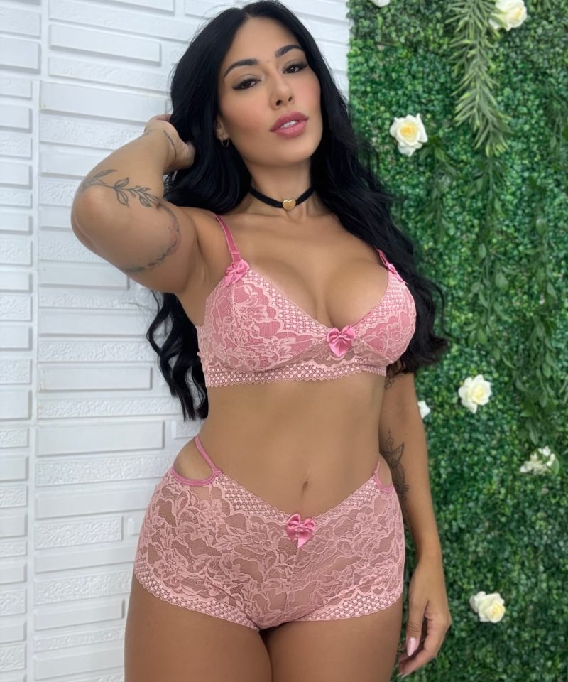 Conjunto de Renda Bicolor sandia