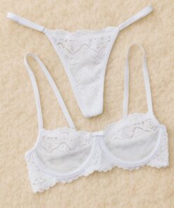 Conjunto de Lingerie sem Bojo Leonor 15 Conjunto Leonor branco tapete