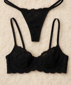 Conjunto de Lingerie sem Bojo Leonor 14 Conjunto Leonor preto tapete