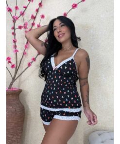 Pijama Feminino Short Doll Fresquinho Baby Doll Estampado Roupa De Dormir Linha Noite 10 f8896299c03479c0f7d7a9a725118bd0
